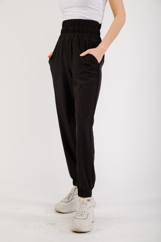 Black Elasticized Waist Jogger