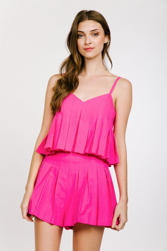 Hot Pink Pleated