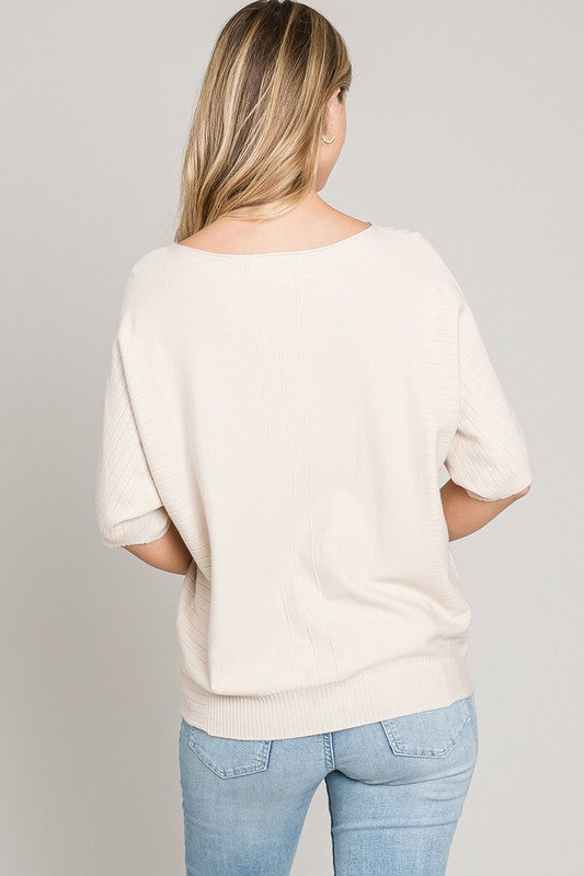 Linen Textured Dolman Sweater