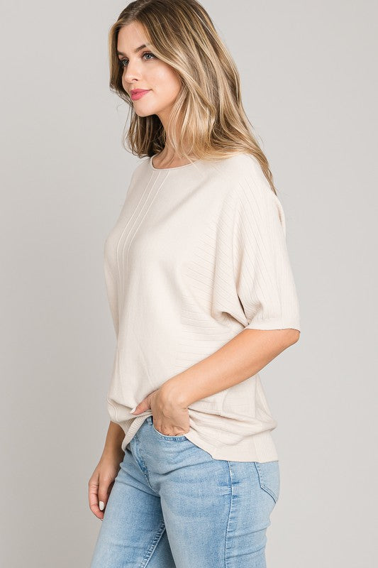 Linen Textured Dolman Sweater