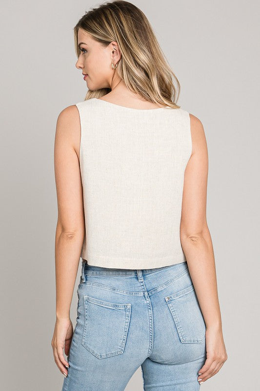 Natural Soft Linen Square Tank