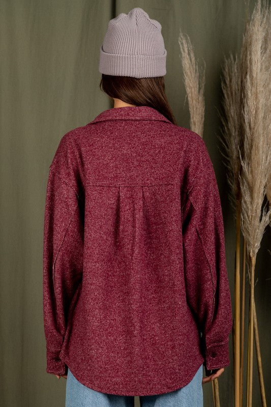 Wine Cozy Shirt Jacket