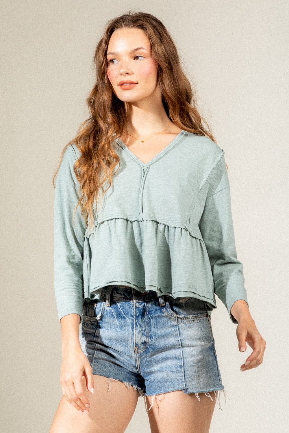 Sage Seam Knit Top