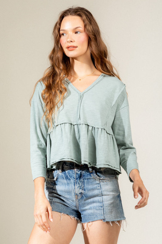 Sage Seam Knit Top