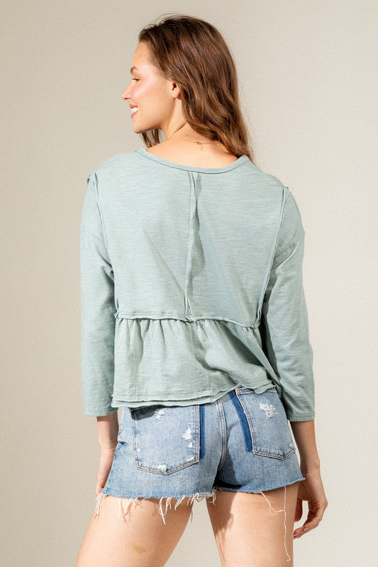 Sage Seam Knit Top