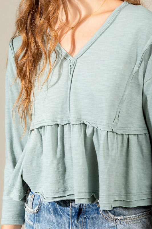 Sage Seam Knit Top