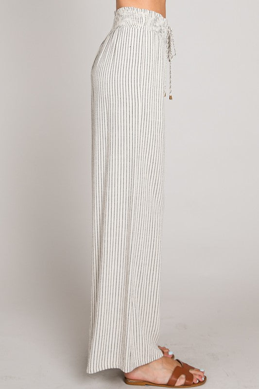 Striped Linen Smocked Pants