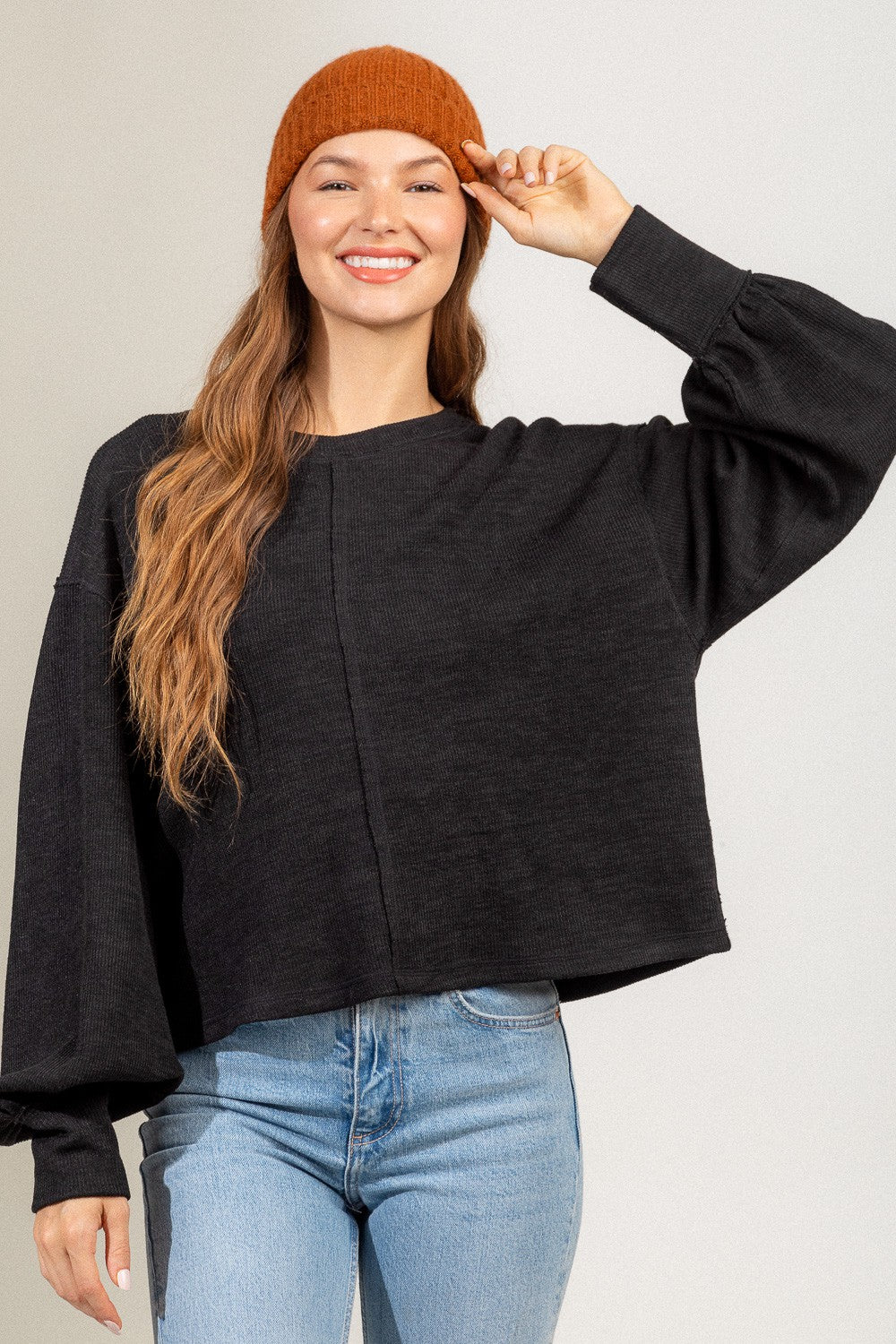 Charcoal Raw Edge Top