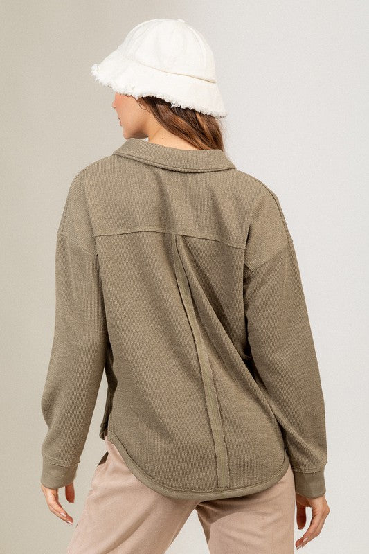 Olive Collared Knit Top