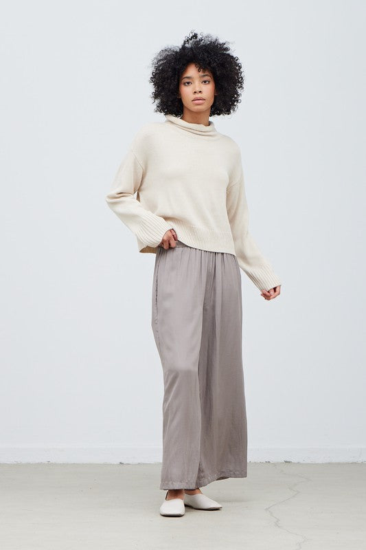 Ecru Cropped Turtle Neck Sweater