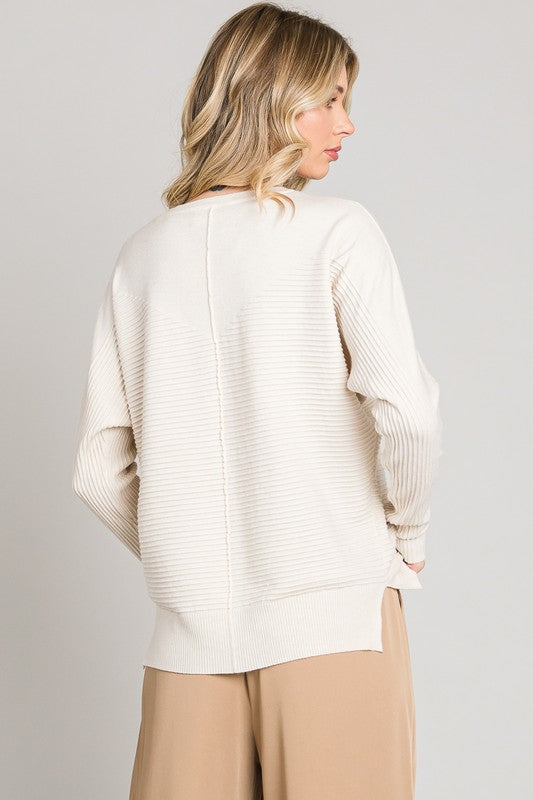 French Vanilla Mixed Texture Pullover