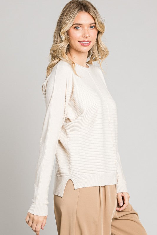 French Vanilla Mixed Texture Pullover