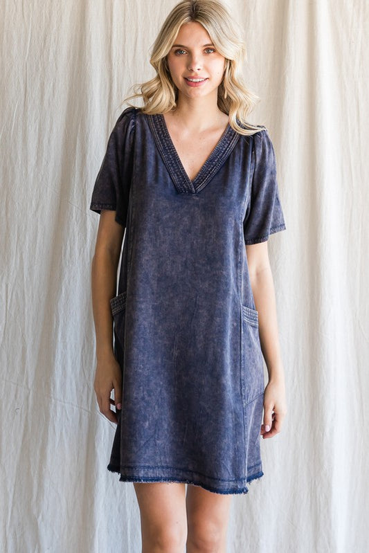 Navy Washed Dress