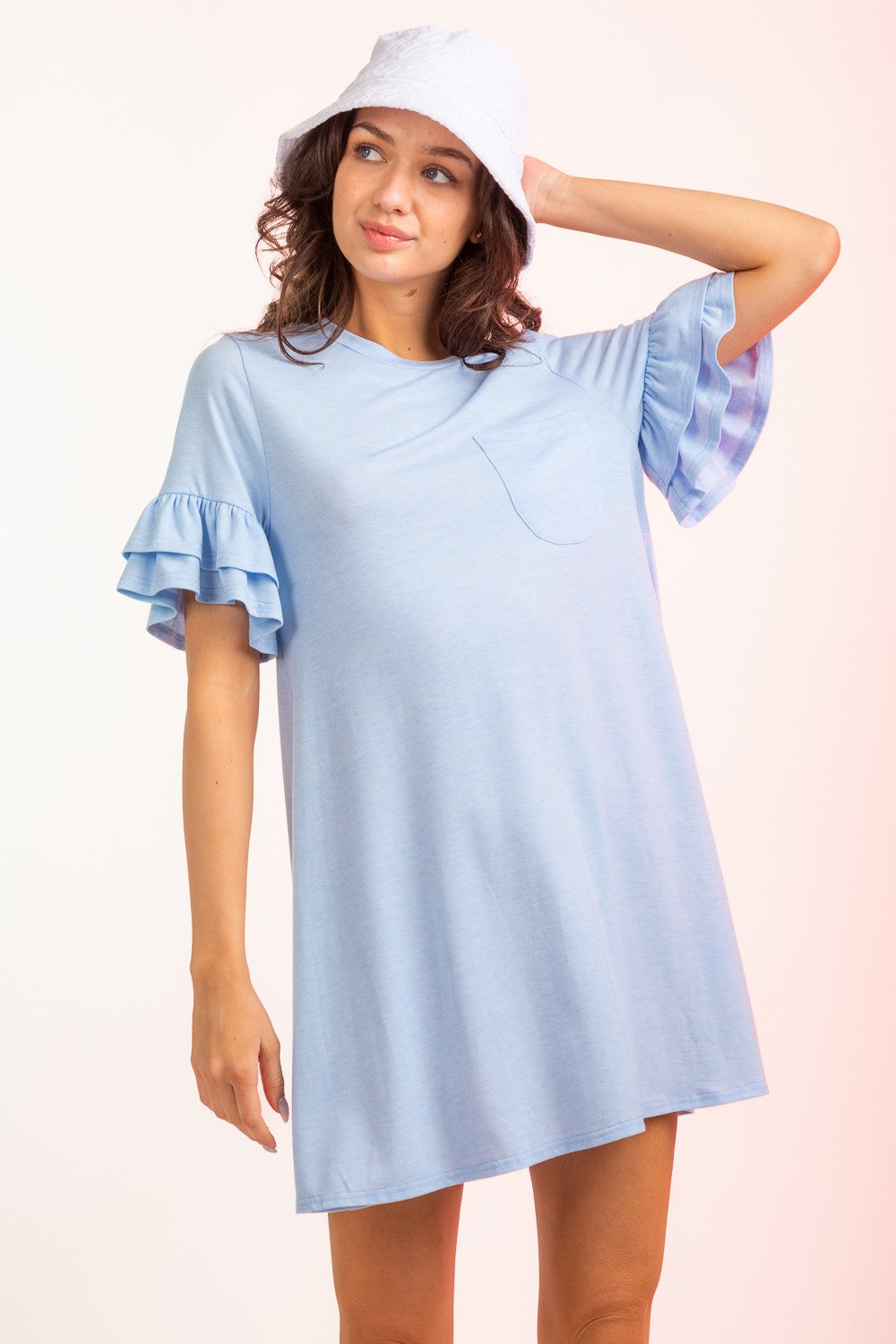 Baby Blue French Terry Tee Shirt Dress