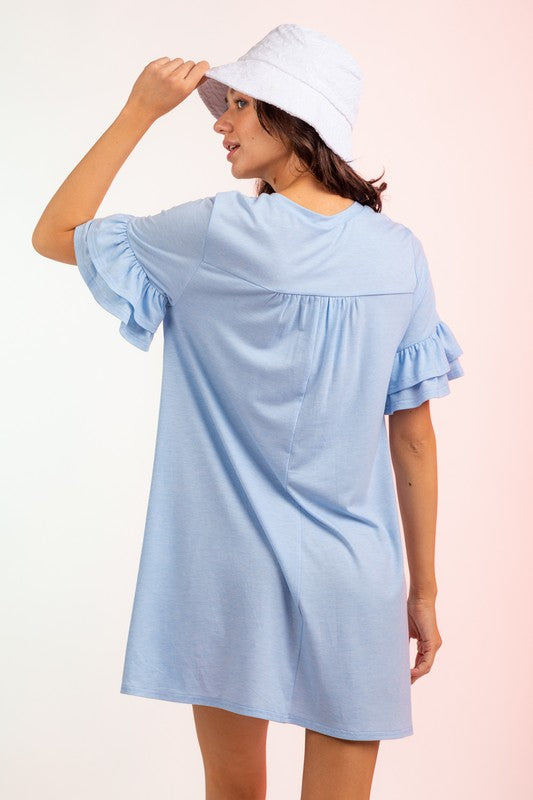 Baby Blue French Terry Tee Shirt Dress