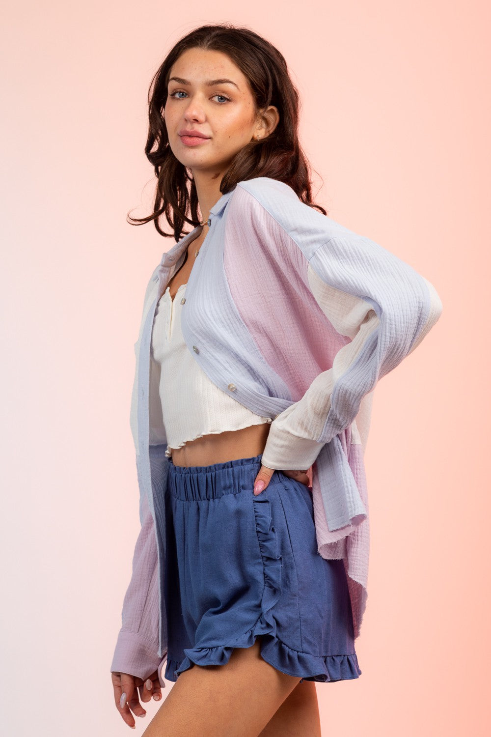 Pastel Sunrise Color Block Shirt