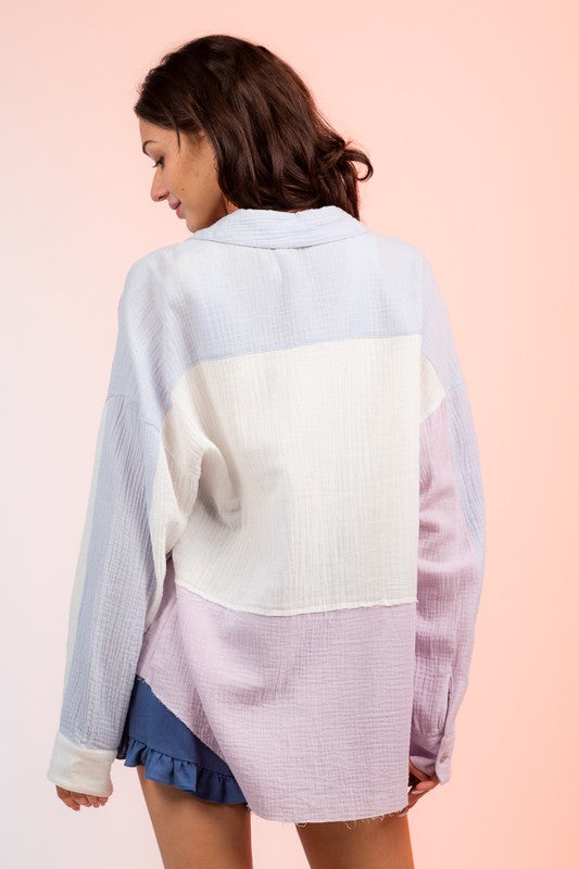 Pastel Sunrise Color Block Shirt