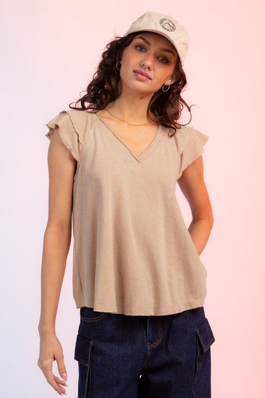 Brownie Flounced Sleeve Top