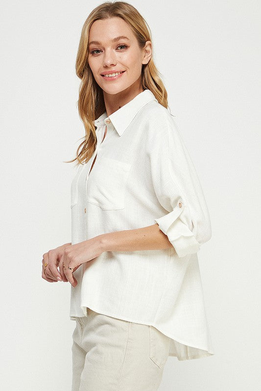 White Linen Button Shirt