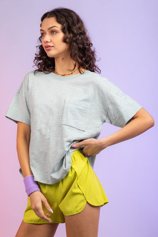 Sage V-neck Back Top