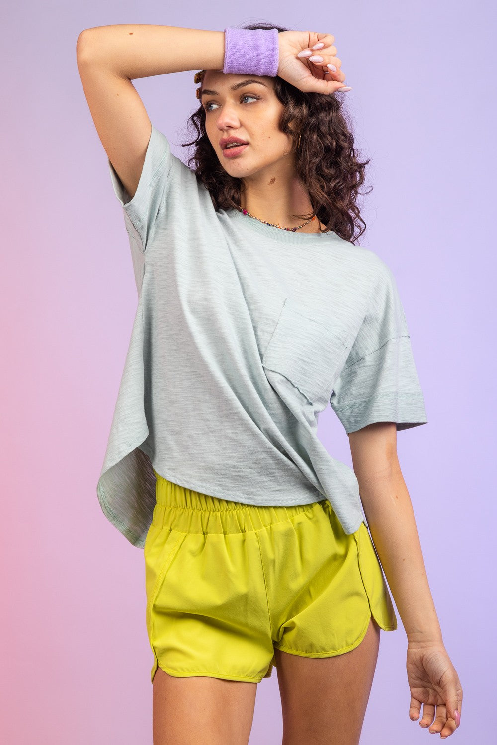 Sage V-neck Back Top