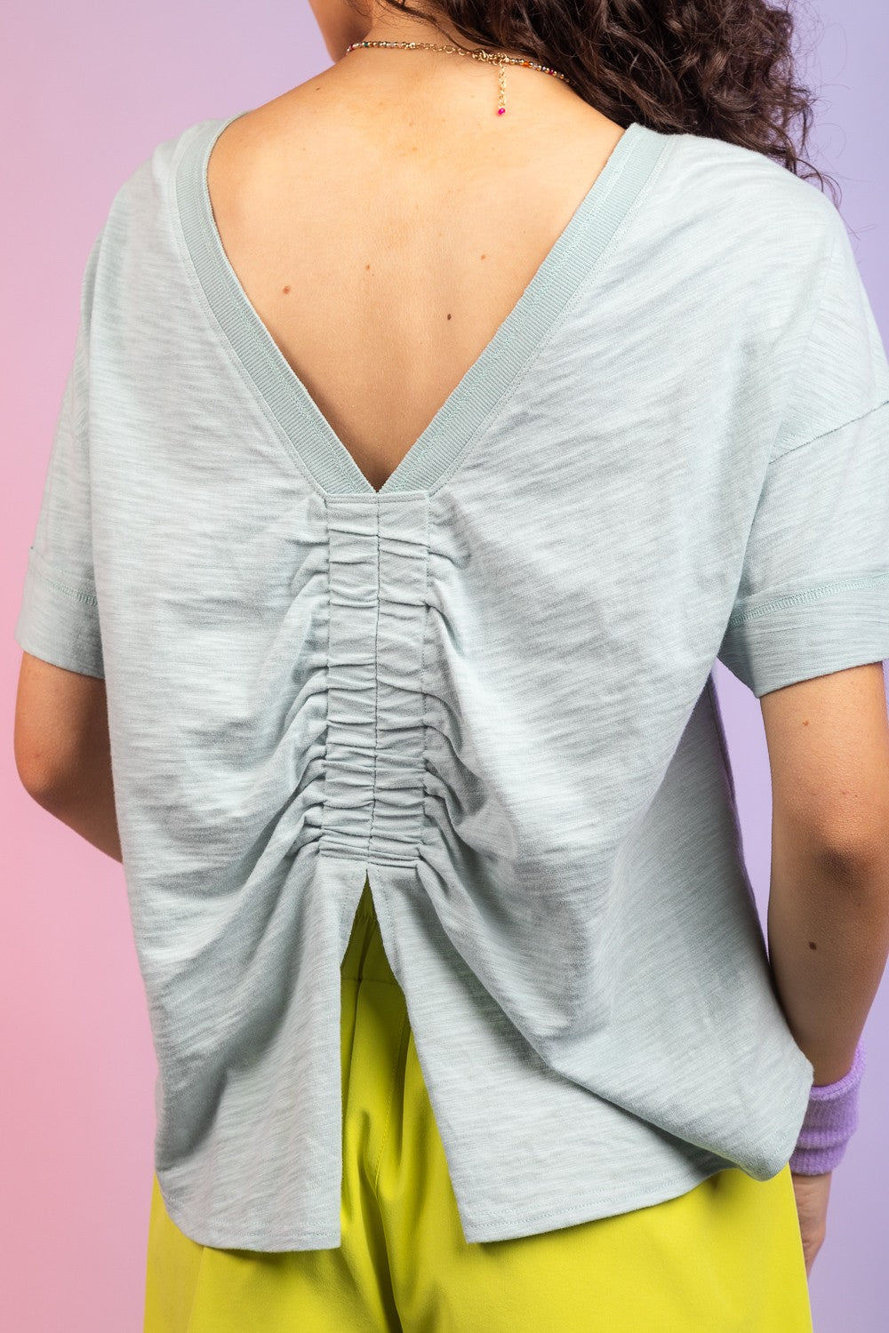 Sage V-neck Back Top