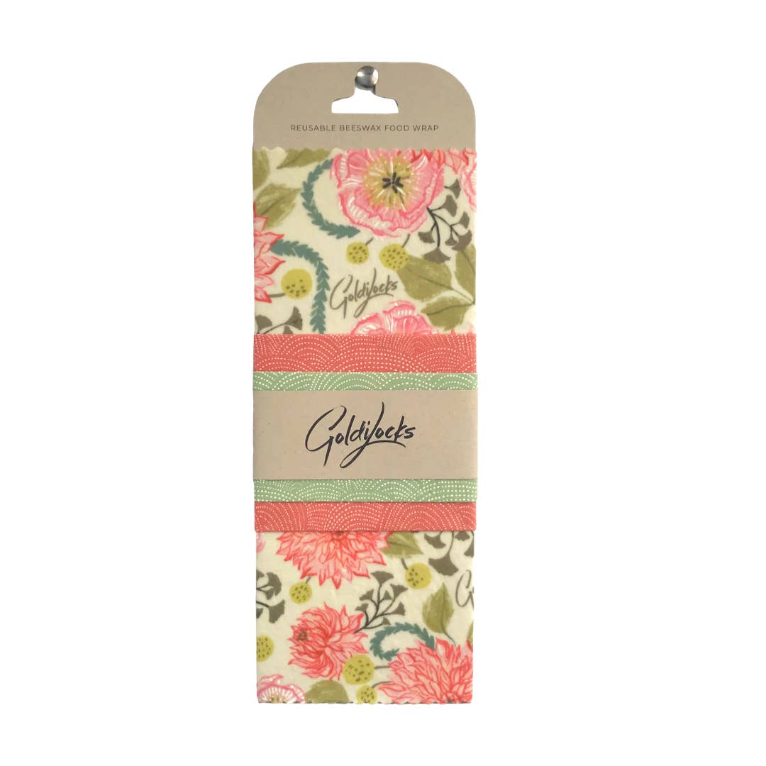 Pink Floral Beeswax Food Wrap Set of 3