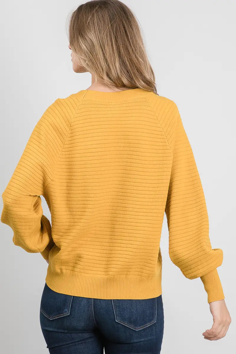 Gold Textured Raglan Sweater