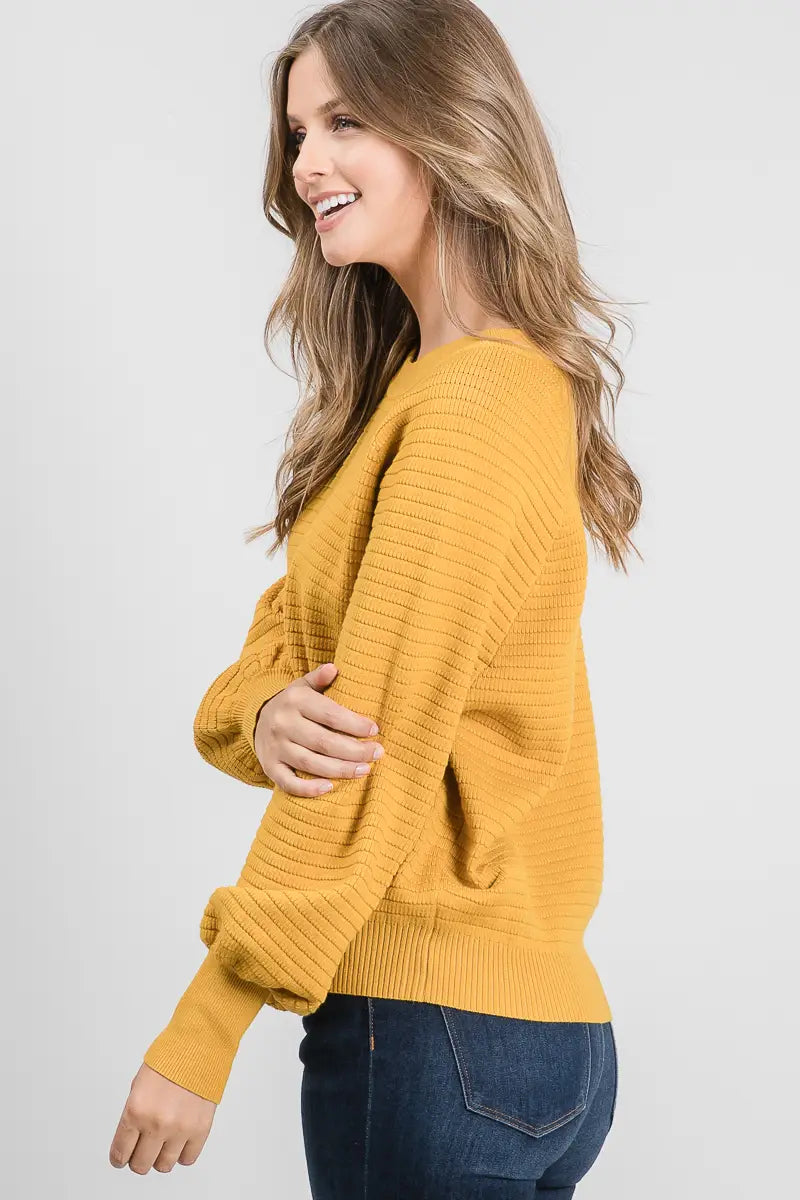 Gold Textured Raglan Sweater