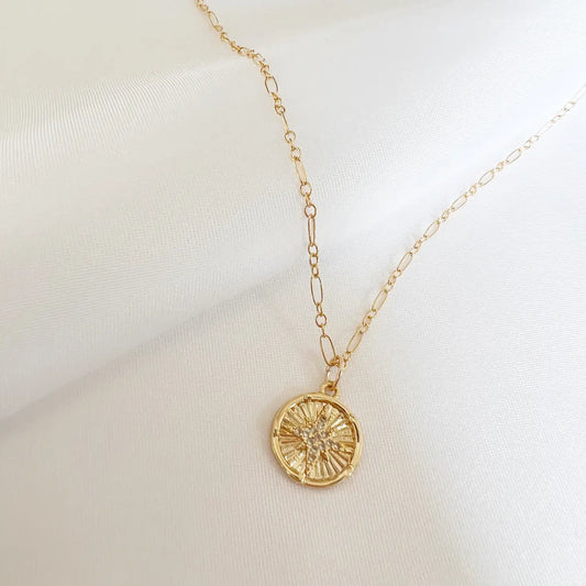 North Star Dainty Pendant Necklace Gold Filled