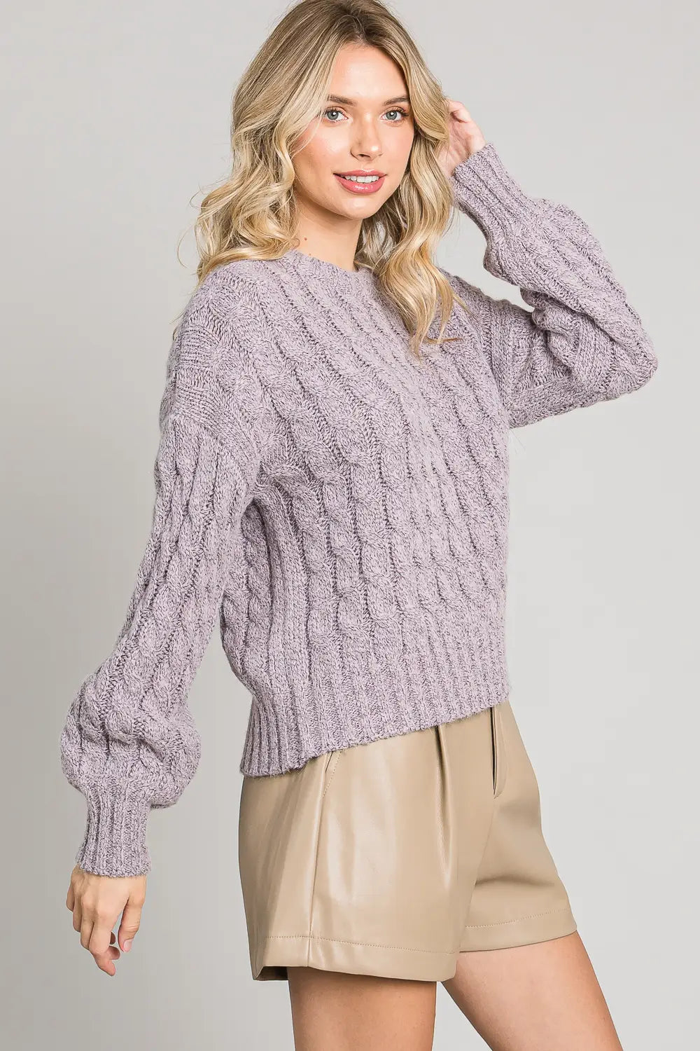 Lavender Plush Knit Sweater