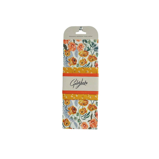 Golden Floral Beeswax Food Wrap Set of 3