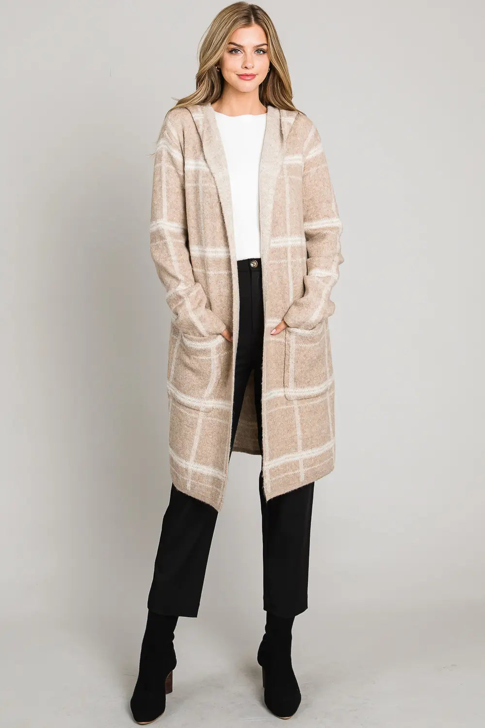 Cinnamon Cozy Plaid Cardigan