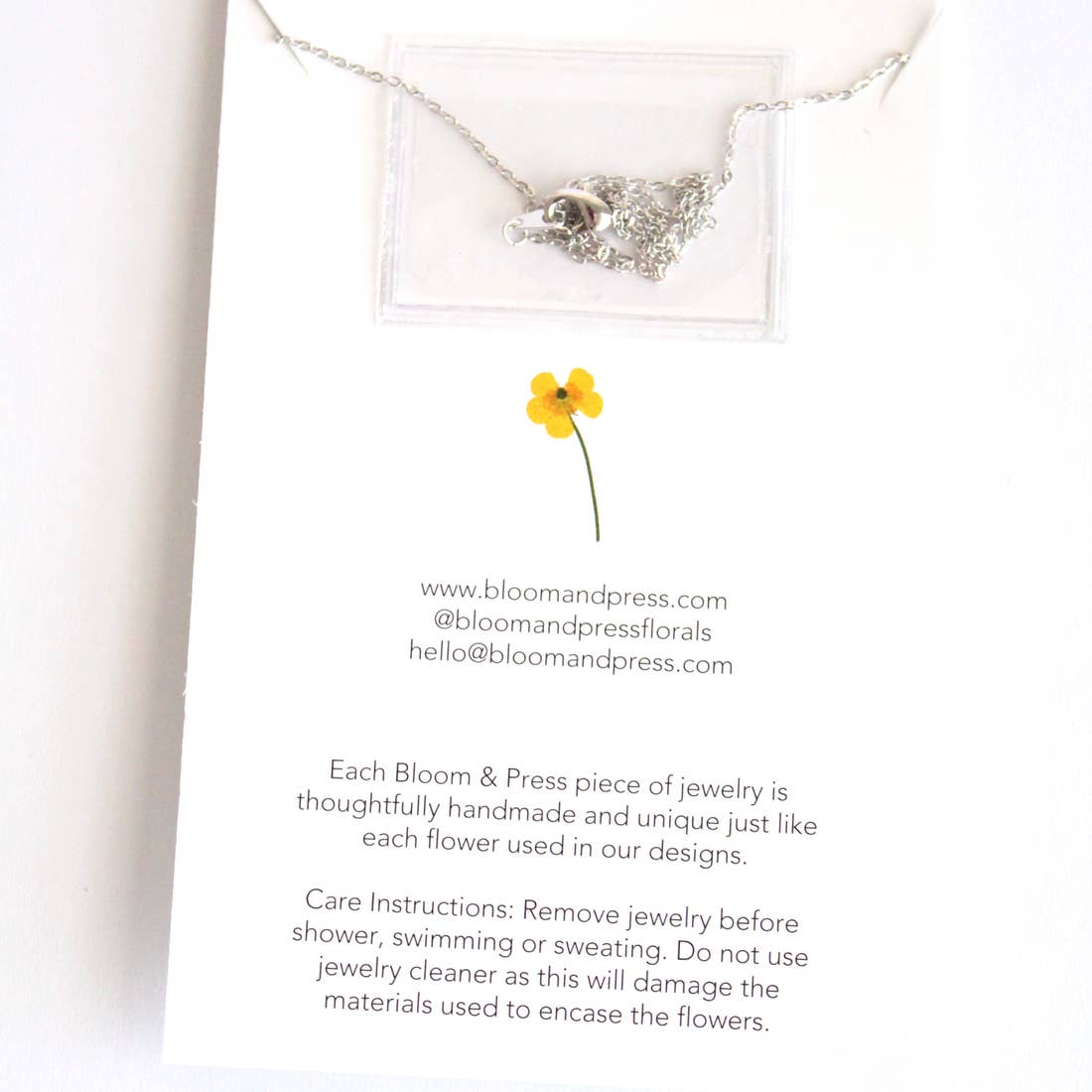 Daisy Silver Circle Pressed Flower Necklace