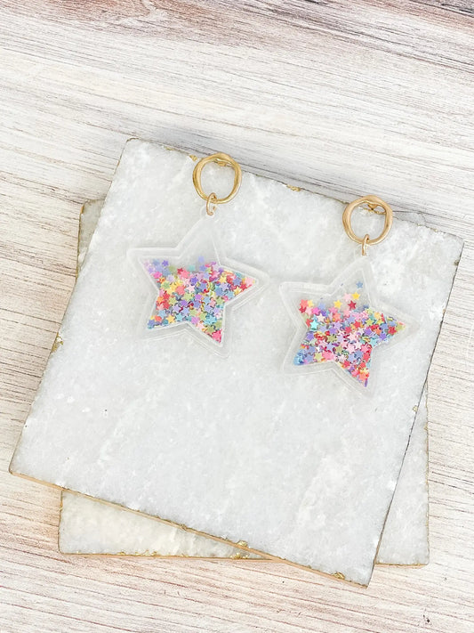 Star Confetti Glitter Dangle Earrings