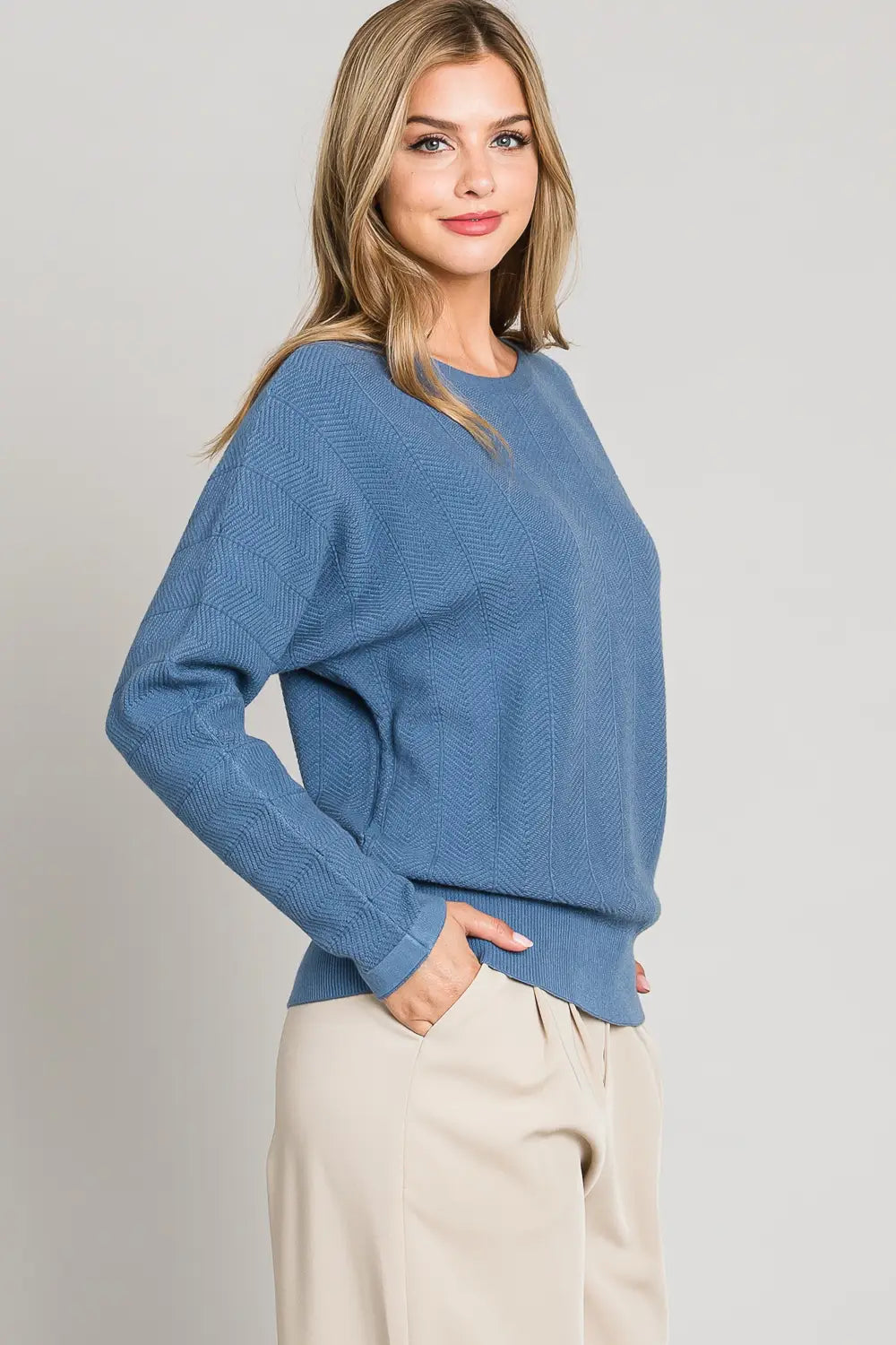 Classic Blue Chevron Dolman Sweater