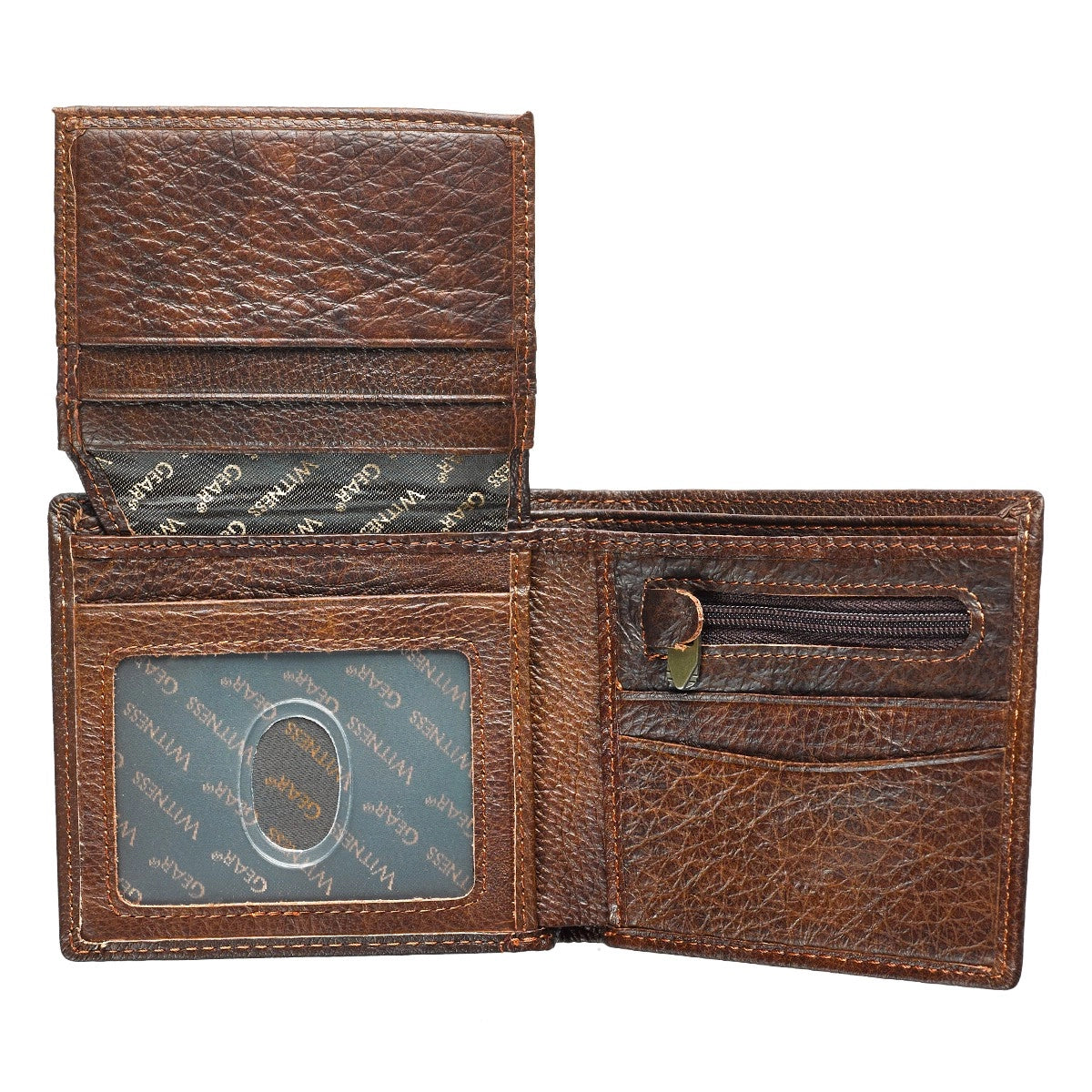 Strong and Courageous Two-tone Brown Full Grain Leather Wallet - Joshua 1:9