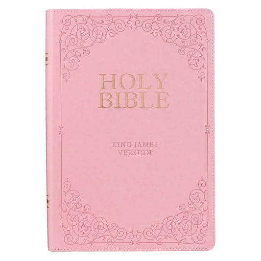 Pink Faux Leather Giant Print Full-size King James Version Bible with Thumb-index