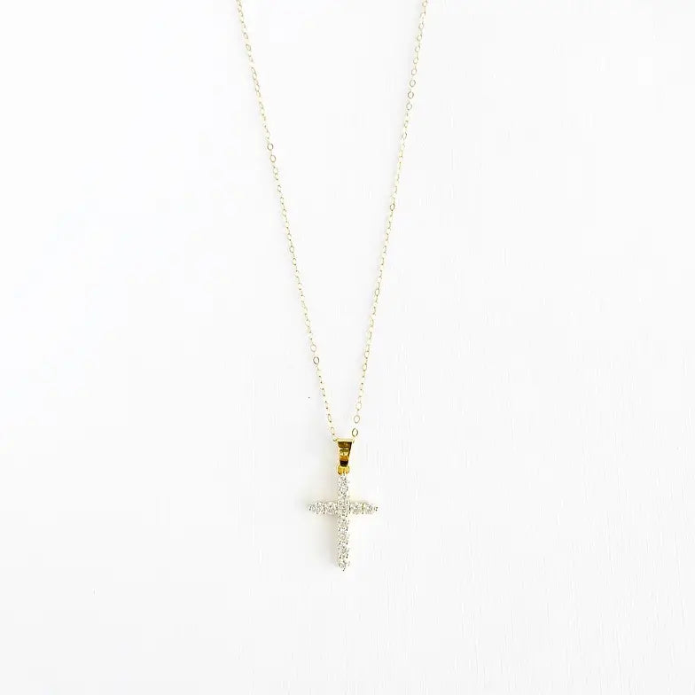 Cross Cz Necklace Gold Filled