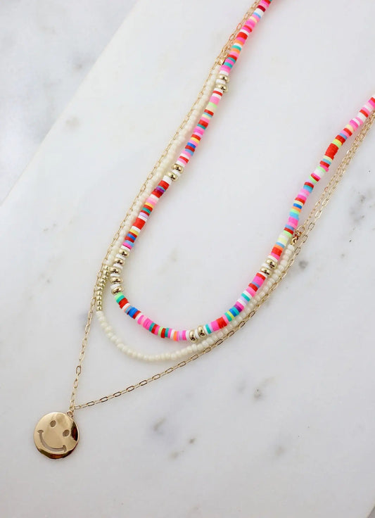 Aspen Layered Necklace with Smiley