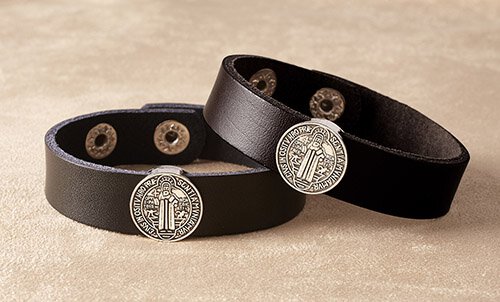 St. Benedict Leather Bracelet - Black