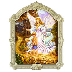 Multi - Layered Dimensional Wooded Plaque - Guardian Angel