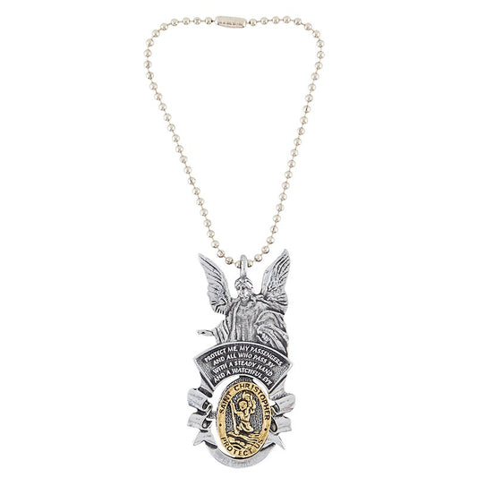 Guardian Angel With Saint Christopher Beaded Key Chain