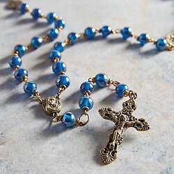 Vintage Rosary - Indigo Blue