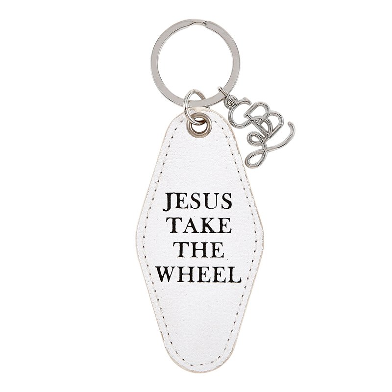 Leather Motel Key Tag - Jesus Take The Wheel