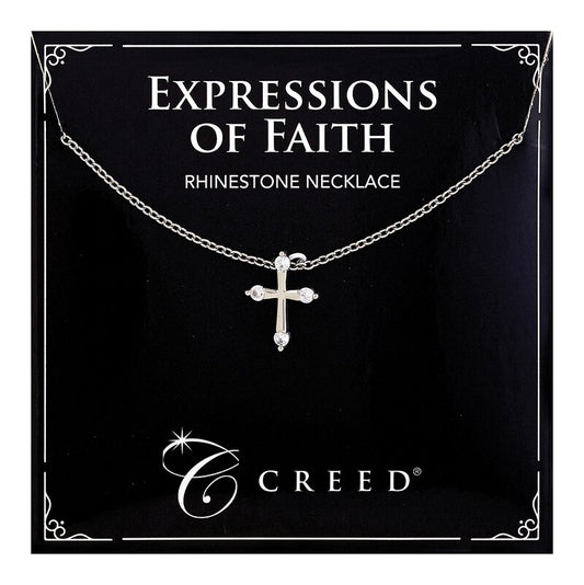 Creed® Child Rhinestone Cross Necklace - Silver
