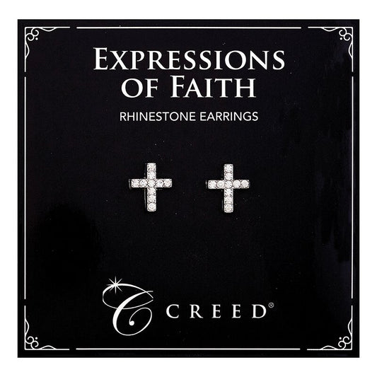 Creed® Rhinestone Cross Earring - Silver