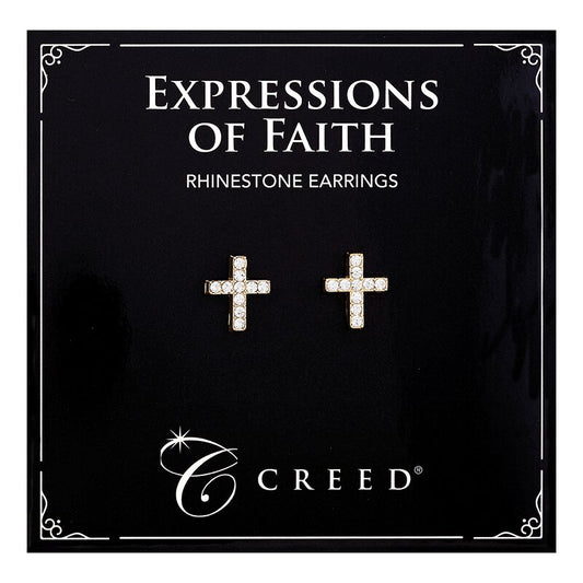 Creed® Rhinestone Cross Earring - Gold