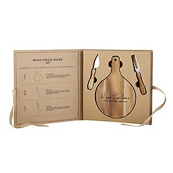 Cardboard Wood Paddle Cheese Board Set - Bless this Home