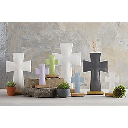 Enamel Standing Cross - White 8"